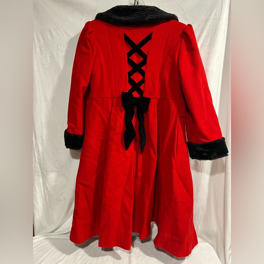 Rothschild Girls Red and Black Wool Dress Coat Size 12 - Picture 5 of 5